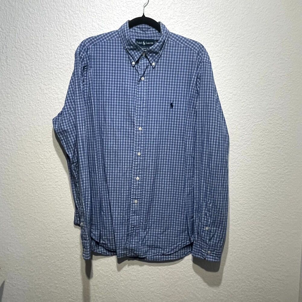 Ralph Lauren Dress‎ Shirt Mens 16.5 Multicolor Check Cotton Classic Fit Business